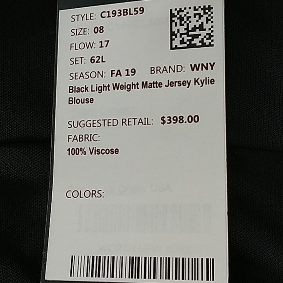 WORTH New York, Black Jersey Kylie V Neck Blouse Sz 8 - Picture 10 of 15
